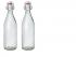 Facetted  Glass Bottle with Stainless Steel Shackled Ceramic Closure .1 Litre..Set of 2  